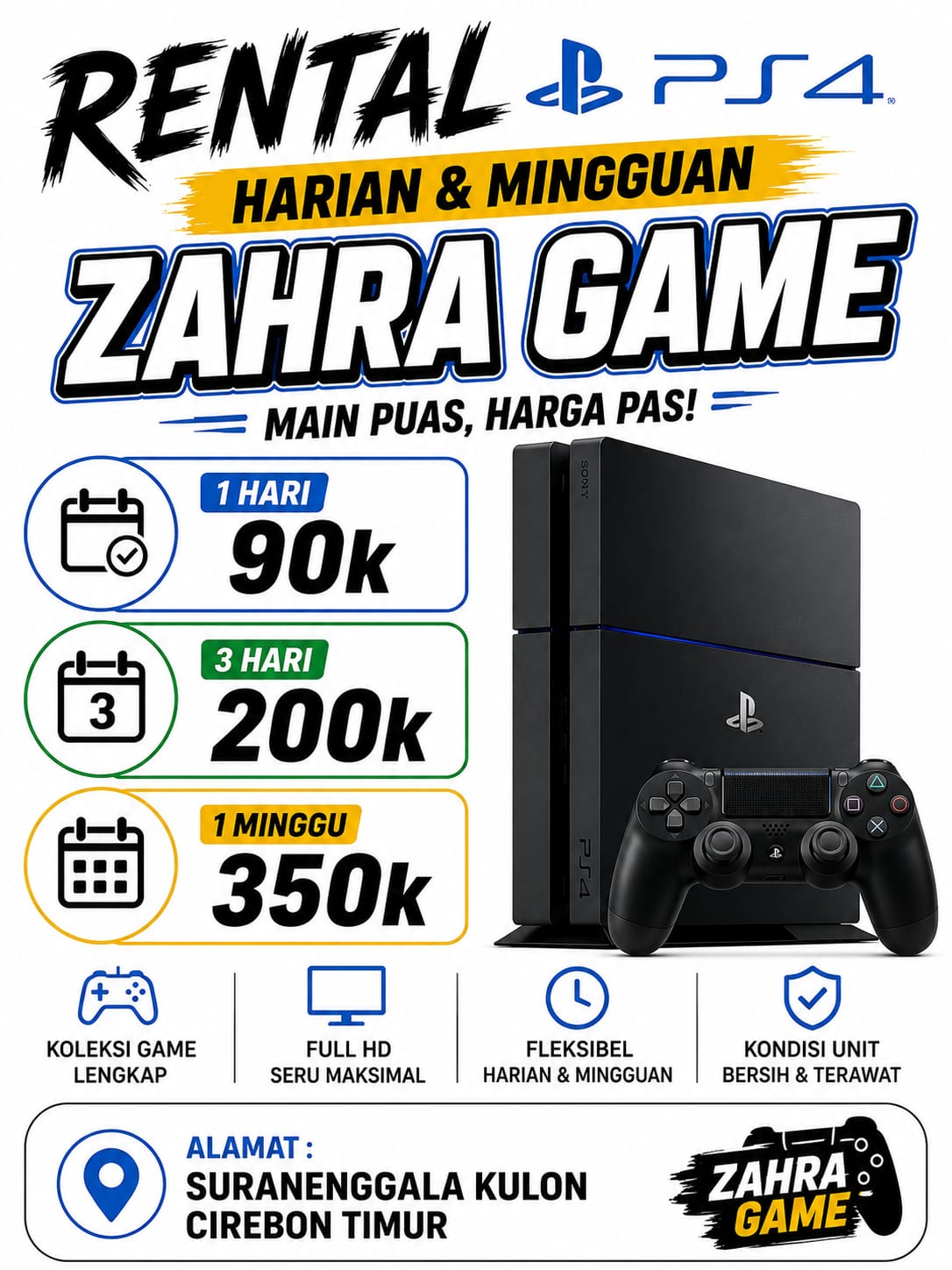 Rental PS4 Zahra Game Cirebon